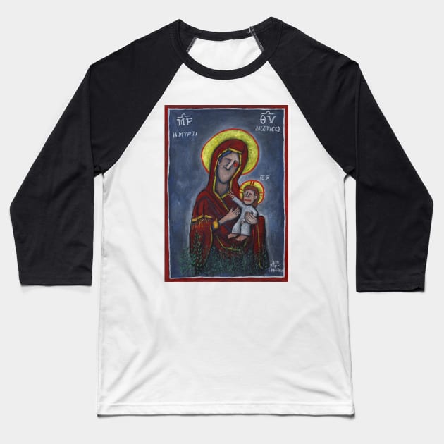 Virgin Mary Baseball T-Shirt by micalef